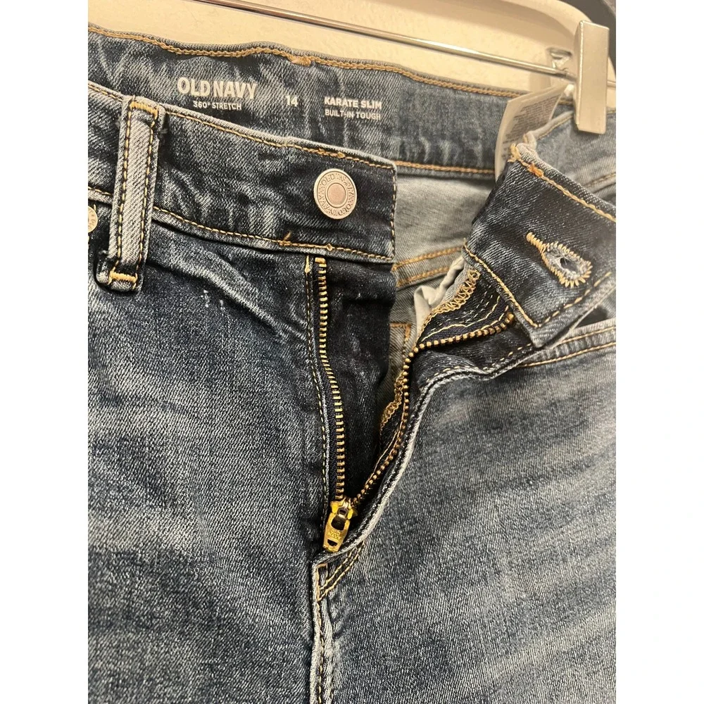 Old Navy Jeans Boys Karate Slim 360 Stretch Built-In Tough Denim Size 14 Blue